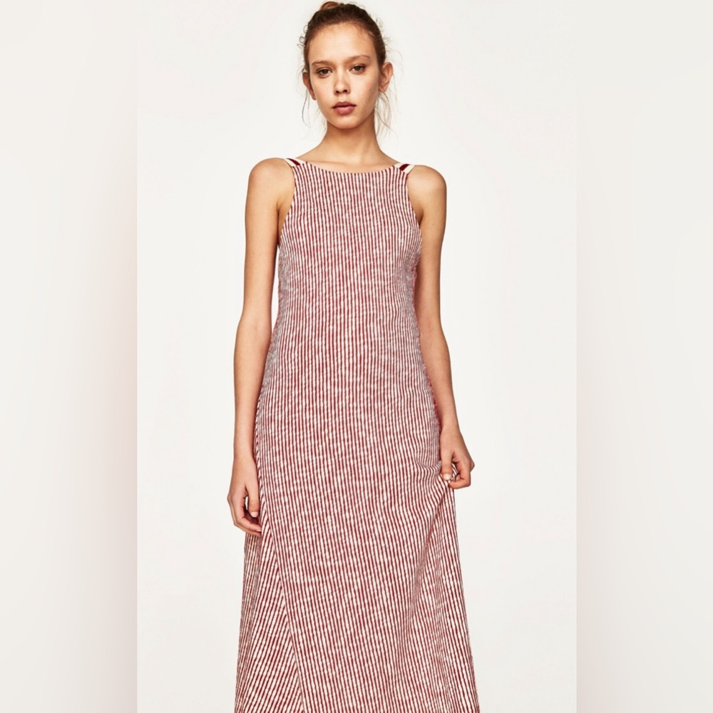 Zara - Red-Off-White Stripe Dress